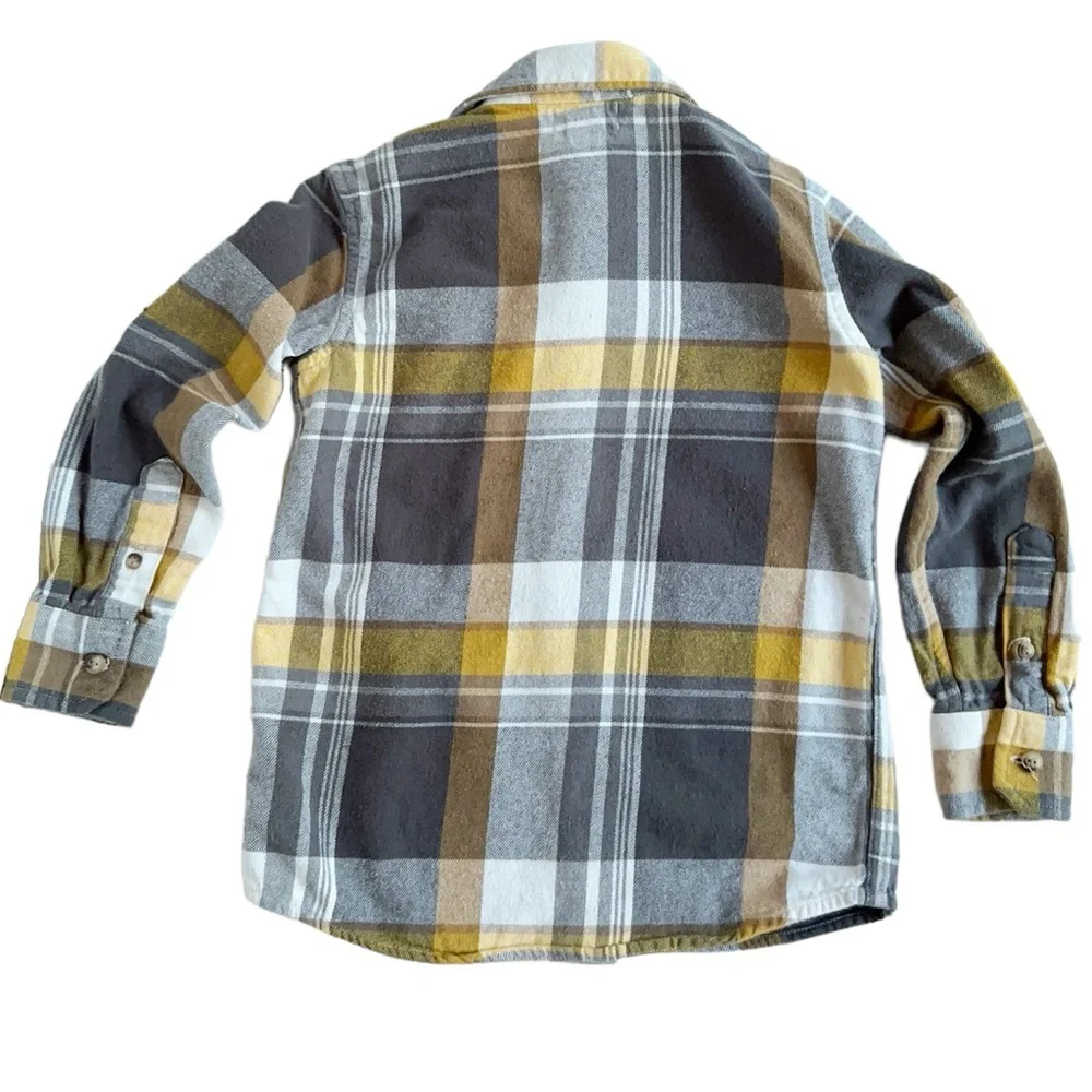 Old navy Kids Size 5 Regular Plaid Casual Button-Up Long Sleeve Yellow Shirt